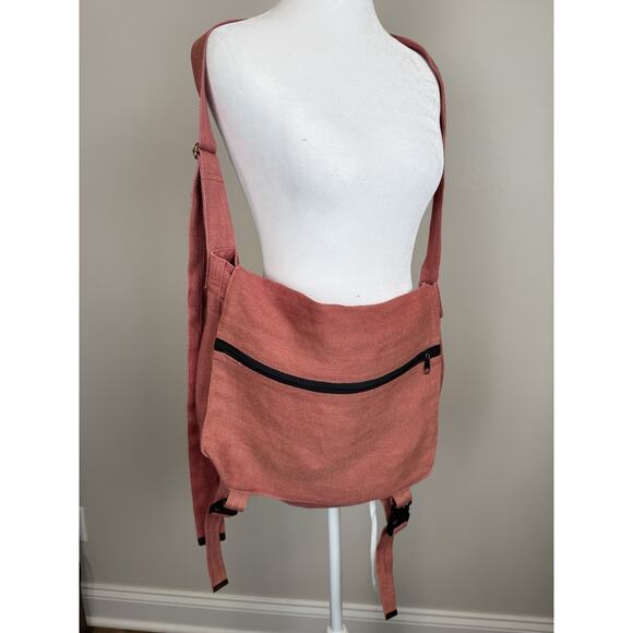 Ecolution Hemp Crossover Messenger Bag Shoulder Red Pink - Picture 1 of 8